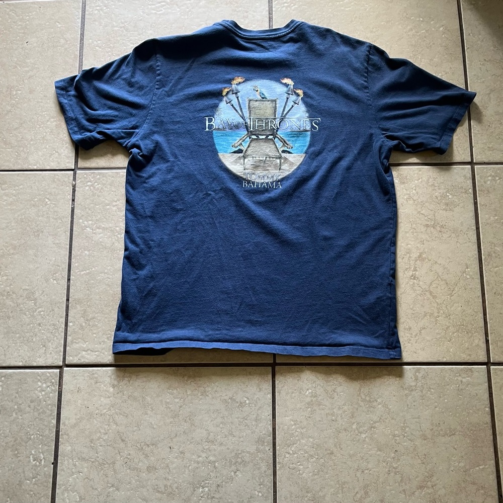 Tommy Bahama Bay Of Thrones Graphic T-shirt Men Size L Blue Short Sleeve